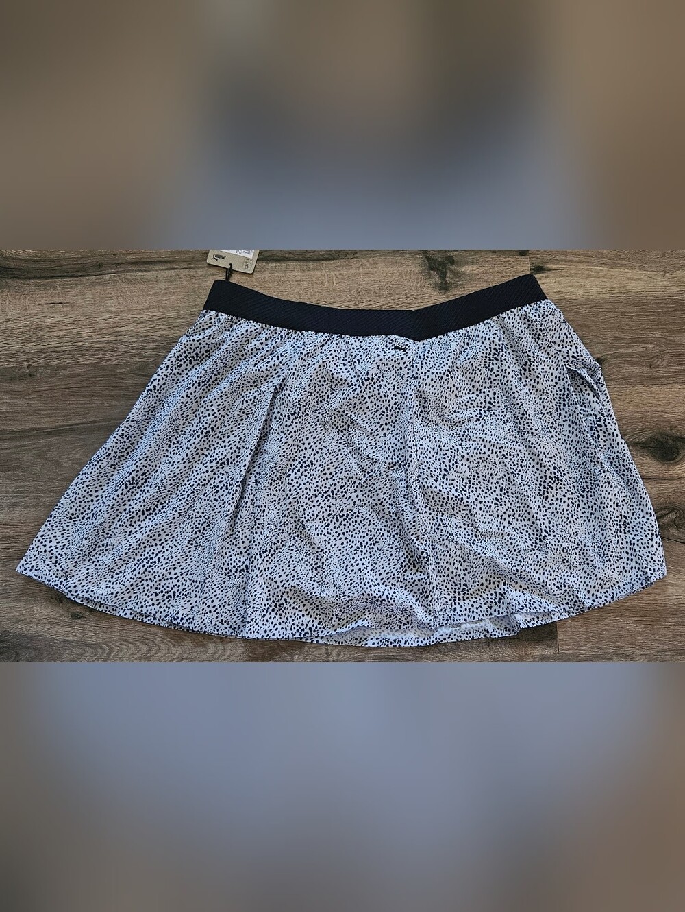 Puma White Mini Athletic Skirt with Black Speckle Print